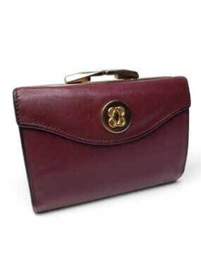 Vintage Bosca Wallet Women’s Burgundy Leather Bi Fold Snap Closure